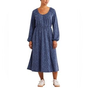 Boden Scoop Neck Jersey Midi Dress Riviera Blue Floral Print Size 10R